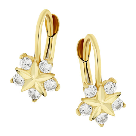 Kolczyki złote dla dziewczynki kwiatek z cyrkoniami
