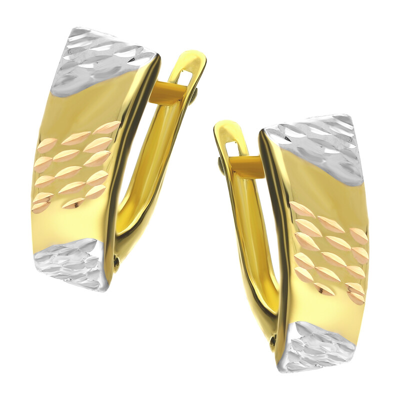 Kolczyki złote blaszki w trzech kolorach złota/ ang.zap. AR X4DCNSE401012-32-TC-II-GP próba 375