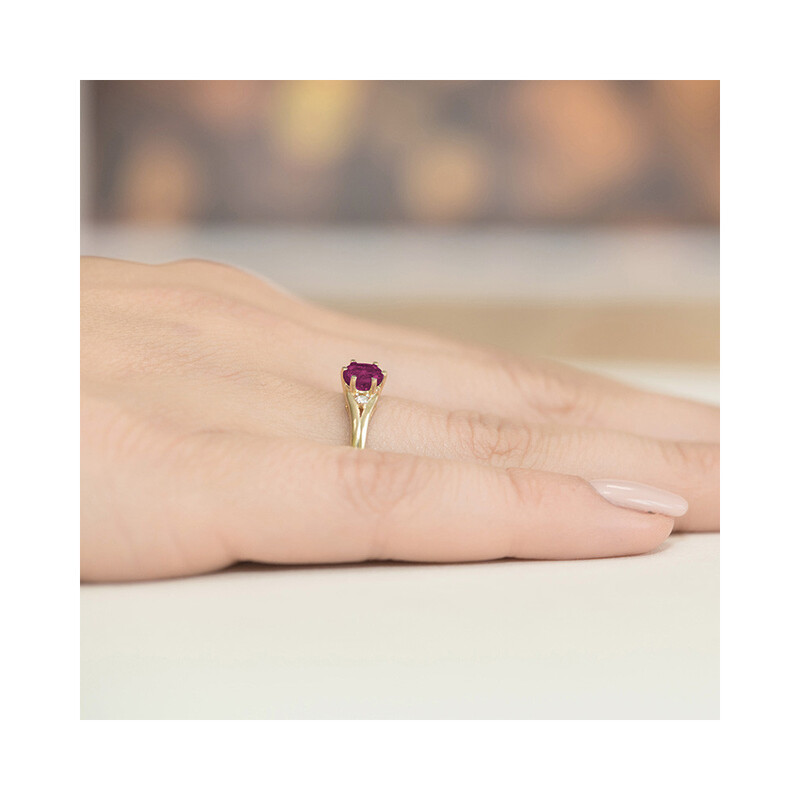 Pierścionek złoty z rubinem i diamentami BE W-76 próba 585