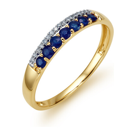 Pierścionek złoty z szafirem i diamentami LC JR10387-JE5317-SA line próba 585