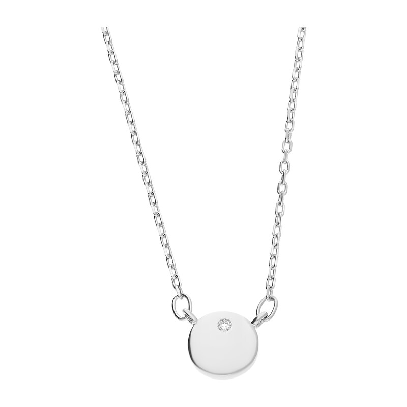 Naszyjnik srebrny kółko blask z cyrkonią/anker A0867 próba 925