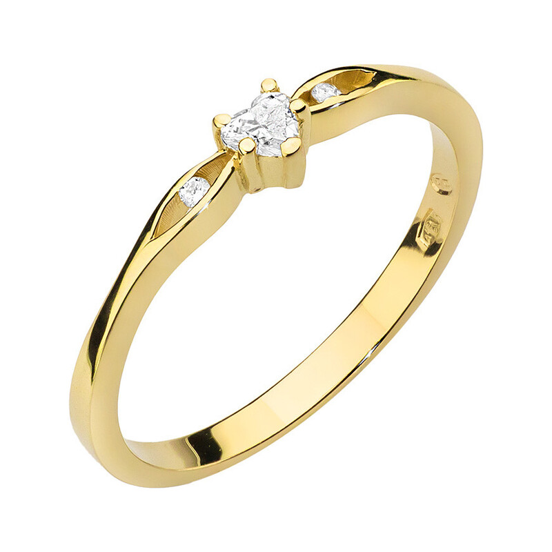 Pierścionek złoty serce z diamentem BE W-445 próba 585