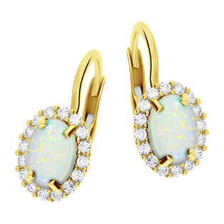 Kolczyki złote z białym opalem i cyrkoniami/big.zam. OS 96-3063 OPL próba 585