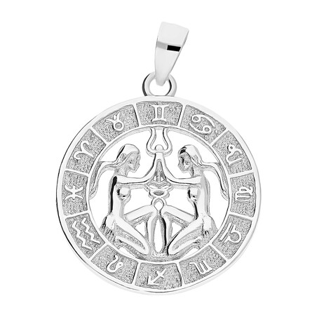 Zodiak srebrny bliźnięta w kółku AT370 bliźnięta próba 925