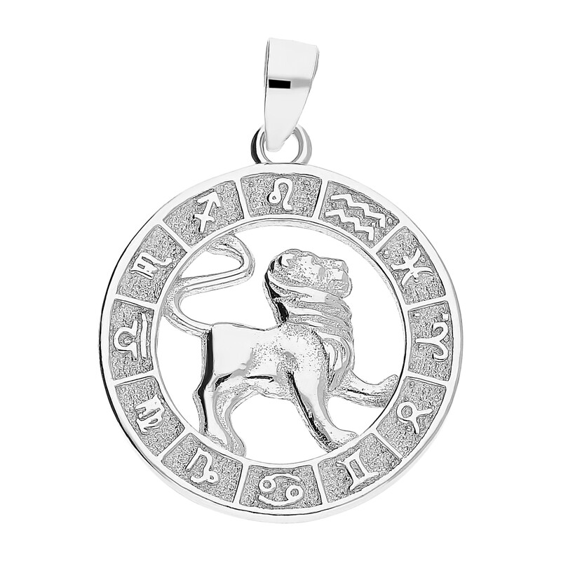 Zodiak srebrny lew w kółku AT370 lew próba 925