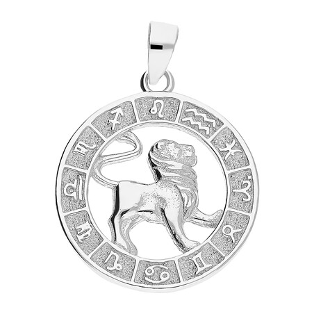 Zodiak srebrny lew w kółku AT370 lew próba 925