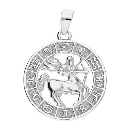 Zodiak srebrny strzelec w kółku AT370 strzelec próba 925