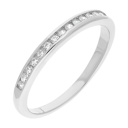 Pierścionek srebrny z białymi cyrkoniami w szynie AT460 próba 925