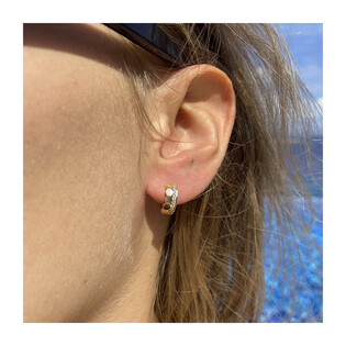 Kolczyki dziecięce kółka plasty miodu z cyrkoniami/zatrzask AR VX8-VX7ZH0129-LP próba 585