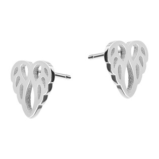 Kolczyki srebrne serce z ażurowych skrzydeł/sztyft  HS DA328 próba 925