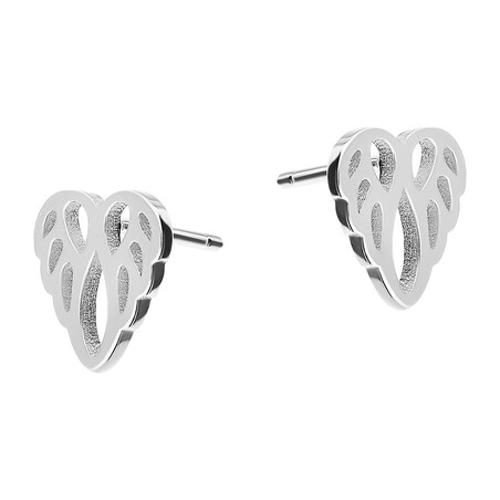 Kolczyki srebrne serce z ażurowych skrzydeł/sztyft  HS DA328 próba 925