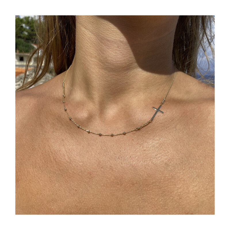 Naszyjnik D&G różaniec-krzyżyk bokiem/rolo AR X5FOR6N4631-DC próba 375