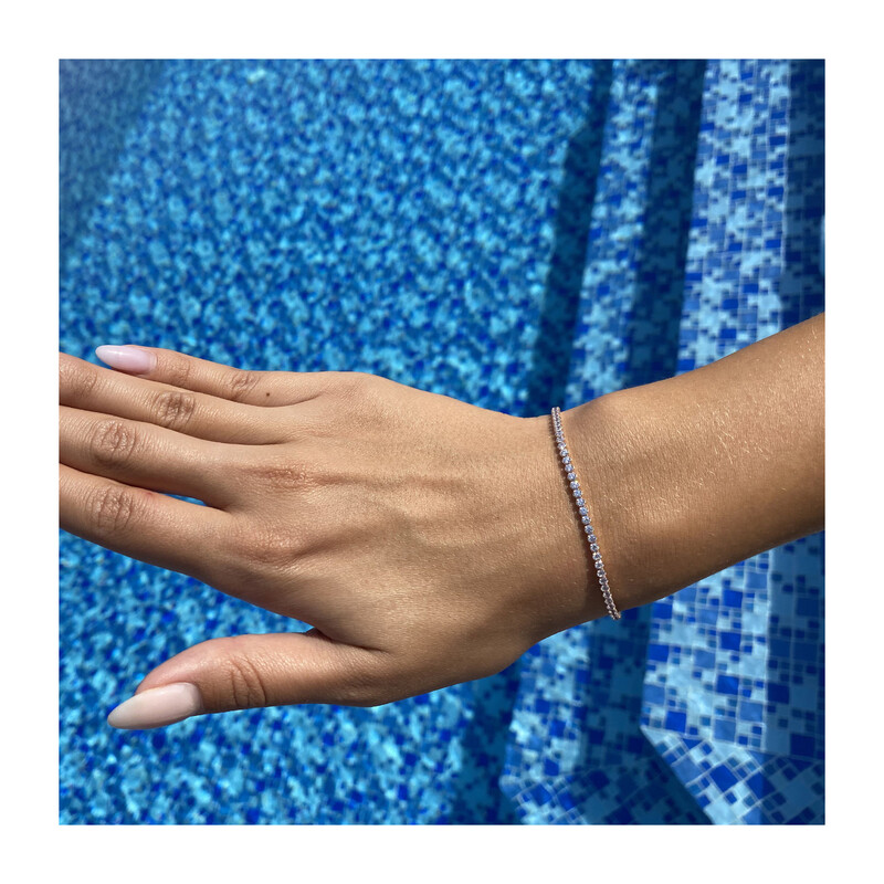 Bransoletka srerbna różowa tenis cyrkonia 1r NI XBR07026 ROSE próba 925