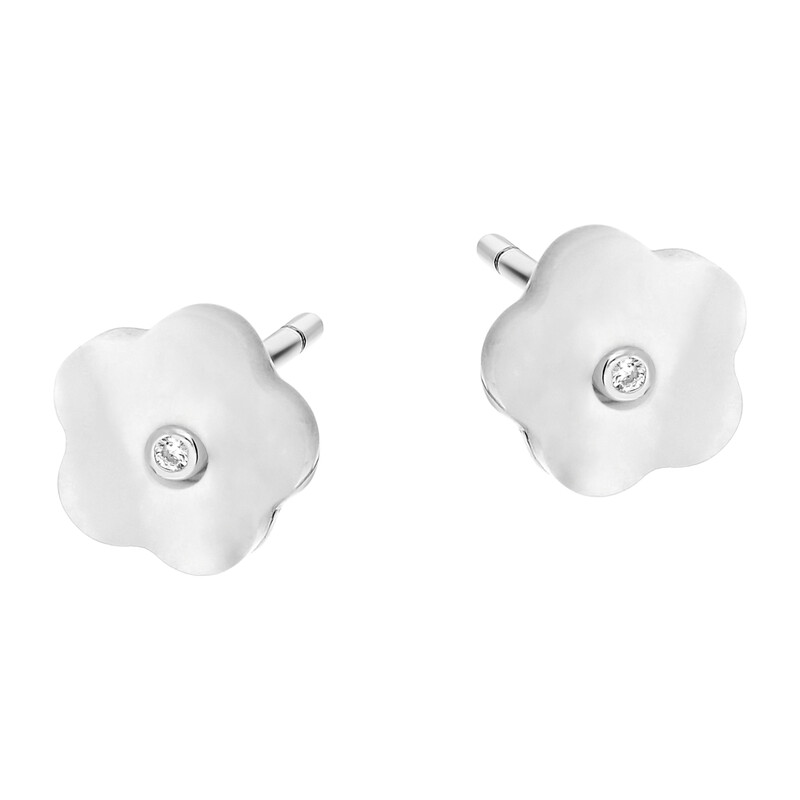 Kolczyki srebrne kwiatek z masą perłową/sztyft  AG/szt JA997 próba 925