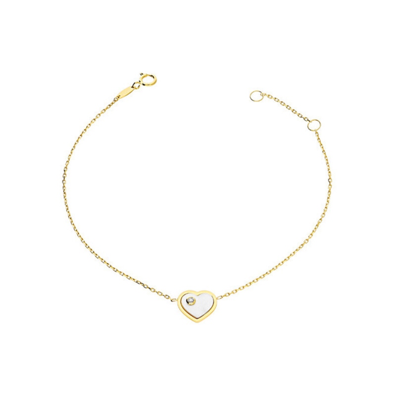 Bransoleta złota serce z masą perłową i cyrkonią/rolo AR FOR6B0655-XIII-FCZ-MOP-3 próba 375
