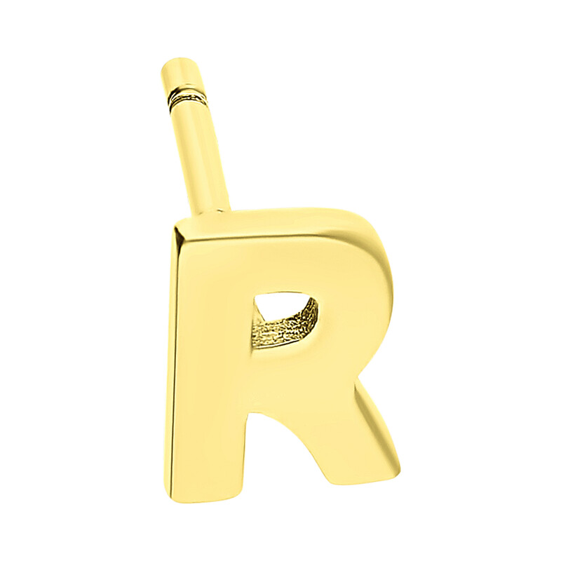 Kolczyki pozłacane literka R/sztyft A0403 r GOLD próba 925