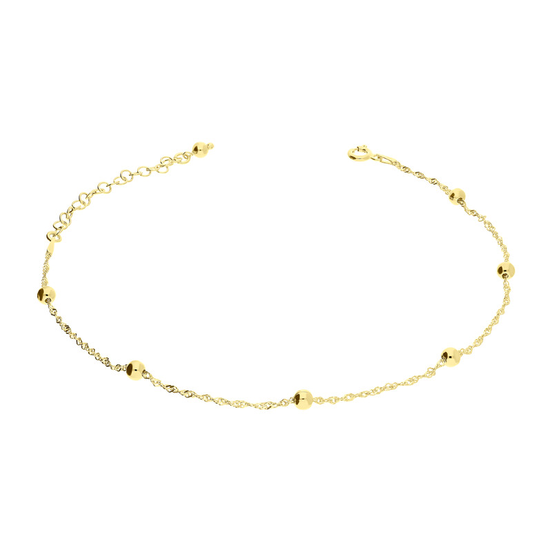 Bransoleta pozłacana na nogę singapur i kulki BC 1451-025 GOLD singapur+kulka próba 925