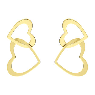 Kolczyki złote dwa puste serca/sztyft  BC93 próba 585