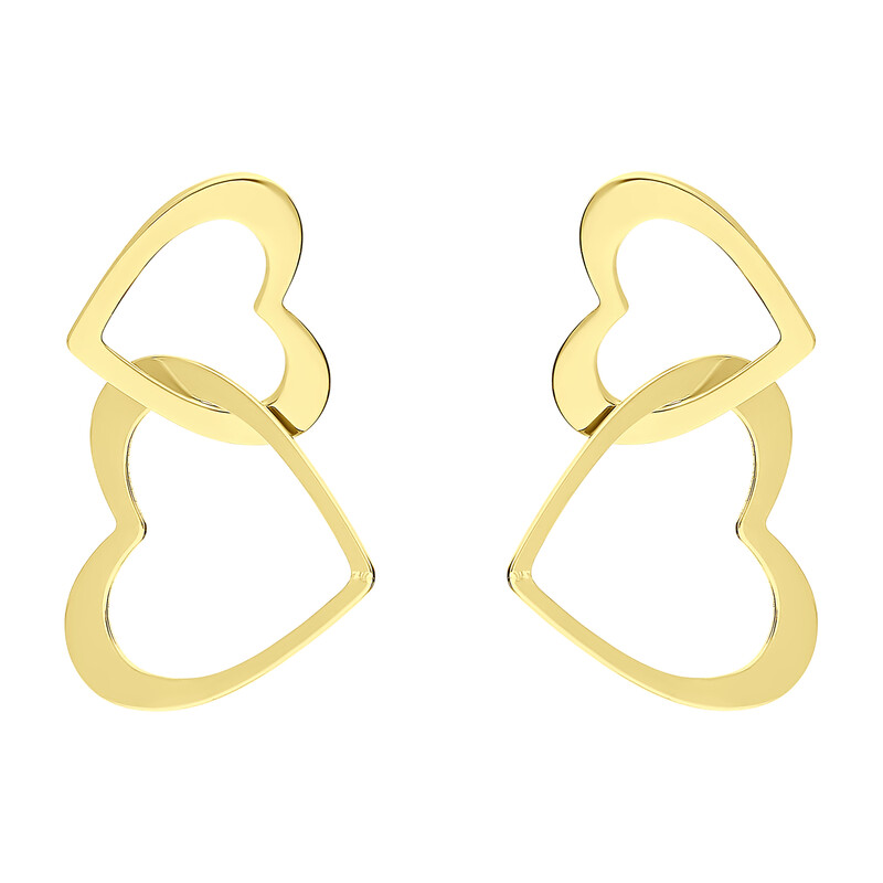 Kolczyki złote dwa puste serca/sztyft  BC93 próba 585