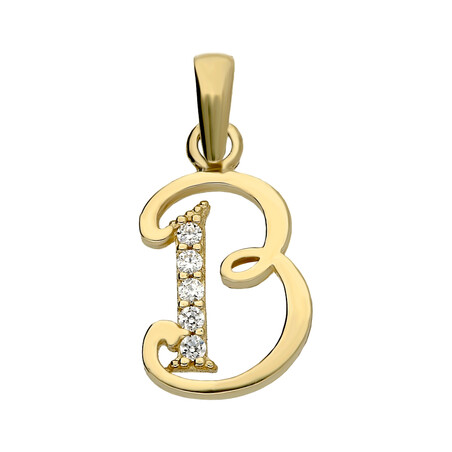 Literka złota B z cyrkoniami nr ZQ ZQB cyrkonie