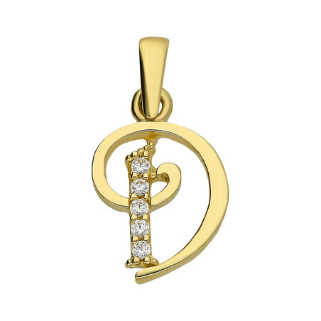 Literka złota D z cyrkoniami nr ZQ ZQD cyrkonie, próba 585