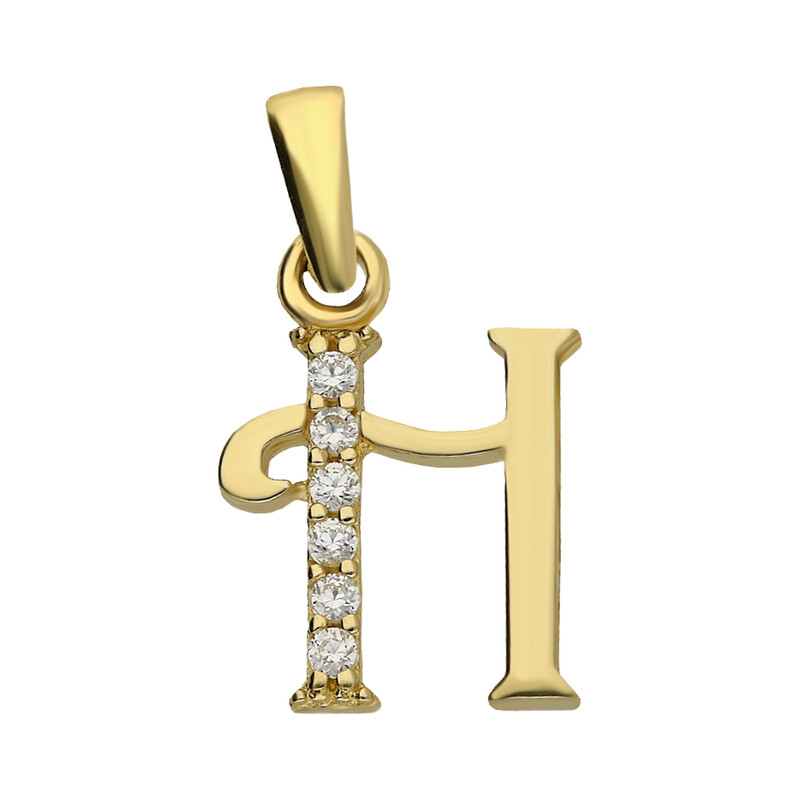 Literka złota H z cyrkoniami nr ZQ ZQH próba 585 Sezam - 1