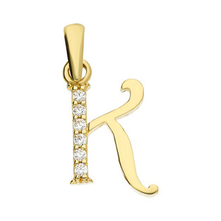 Literka złota K z cyrkoniami nr ZQ ZQK cyrkonie