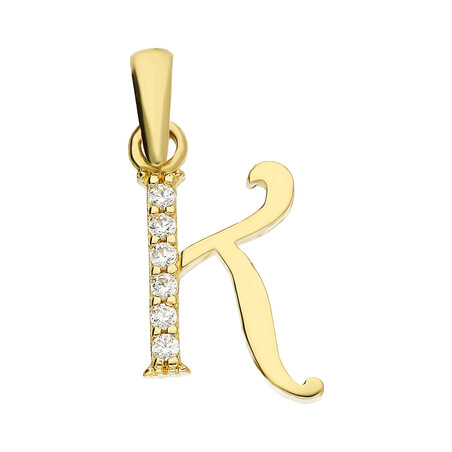 Literka złota K z cyrkoniami nr ZQ ZQK cyrkonie