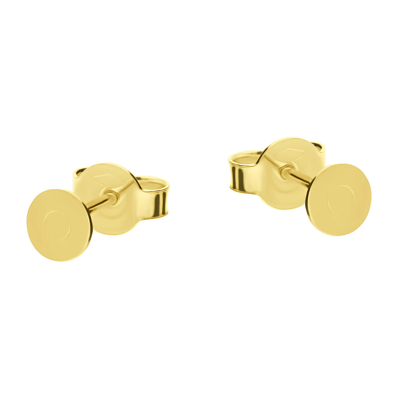 Kolczyki złote pinezka 5 mm z grawerowanym kołem/sztyft OS 129-L6123-FR próba 585