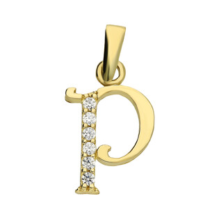 Literka złota P z cyrkoniami nr ZQ ZQP  cyrkonie próba 585