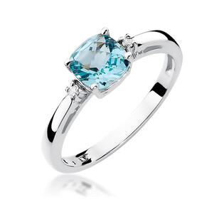 Pierścionek z białego złota z topazem blue i diamentami BE W-3 TO CUSHION próba 585 Pierścionek z białego złota z topazem blue i diamentami BE W-3 TO CUSHION próba 585