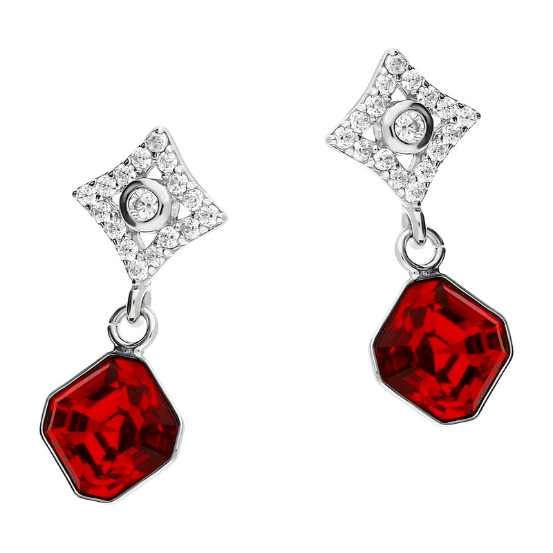 Kolczyki srebrne SPARK z czerwonym kryształem Swarovski CQ KC44806SC próba 925