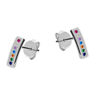 Kolczyki srebrne kreska z kolorowymi cyrkoniami/sztyft DA762 mix próba 925