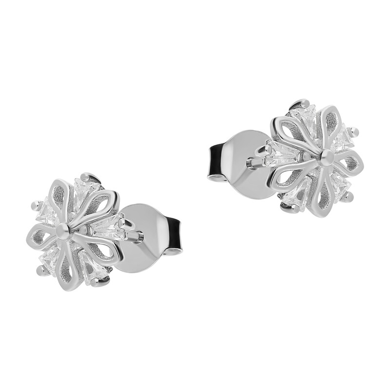 Kolczyki srebrne kwiatek z cyrkoniami/sztyft HS DA511 próba 925
