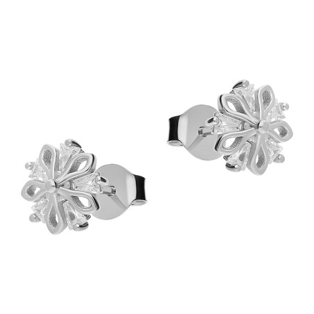 Kolczyki srebrne kwiatek z cyrkoniami/sztyft HS DA511 próba 925