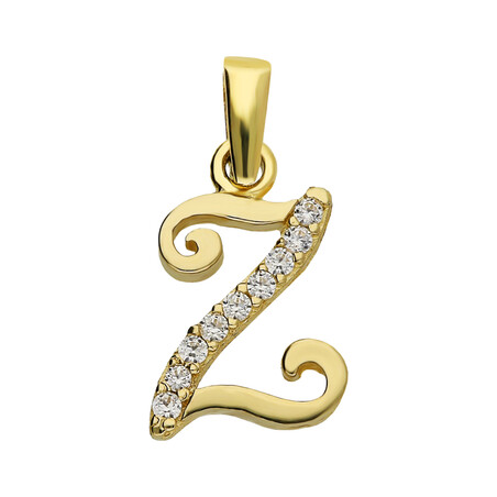 Literka złota Z z cyrkoniami nr ZQ ZQZ cyrkonie, próba 585