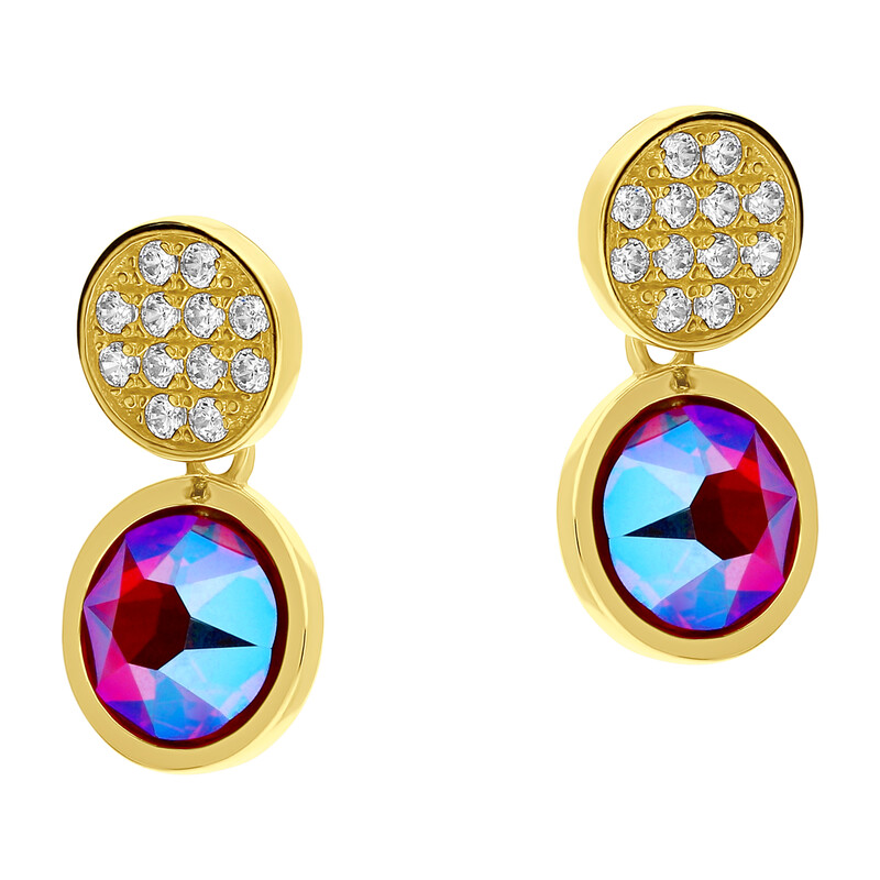 Kolczyki pozłacane SPARK z czerwonym kryształem Swarovski CQ KCG2078SS34LSISH próba 925