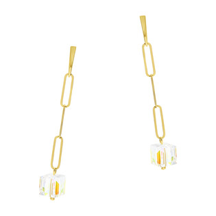 Kolczyki pozłacane SPARK z białymi kryształami Swarovski  CQ KDG560110AB próba 925