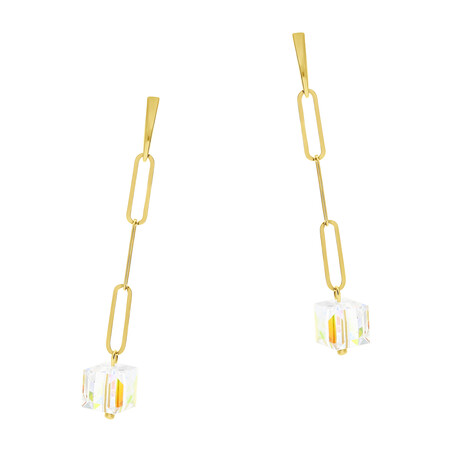 Kolczyki pozłacane SPARK z białymi kryształami Swarovski  CQ KDG560110AB próba 925