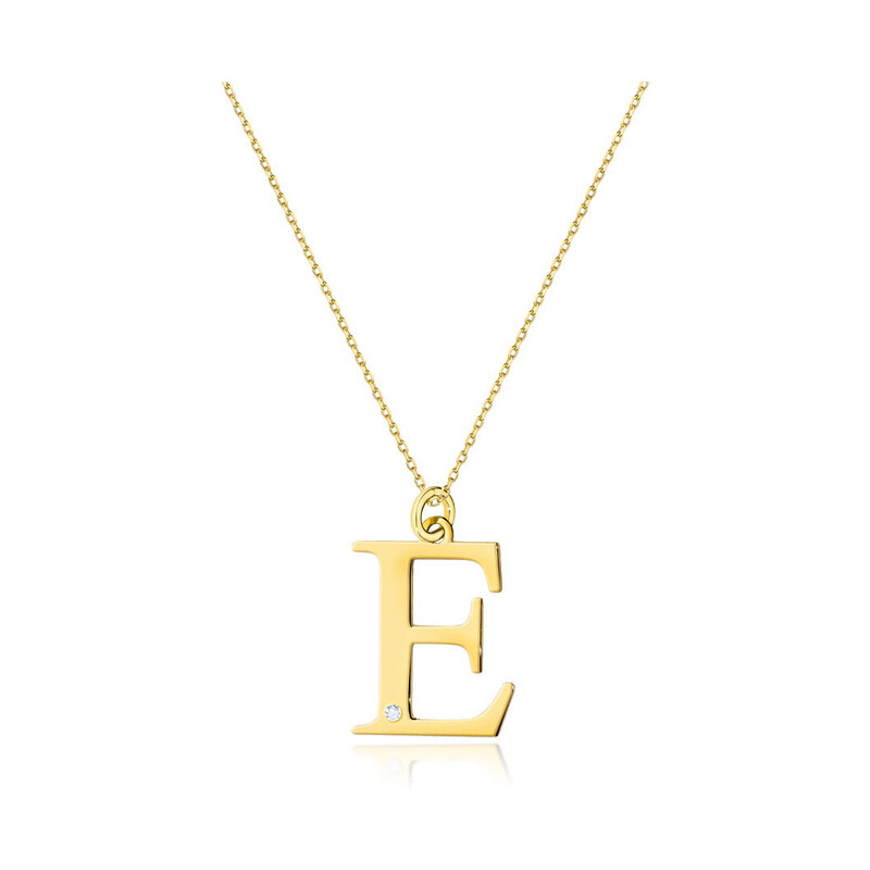 Literka złota E z diamentem BE C-69 E próba 585