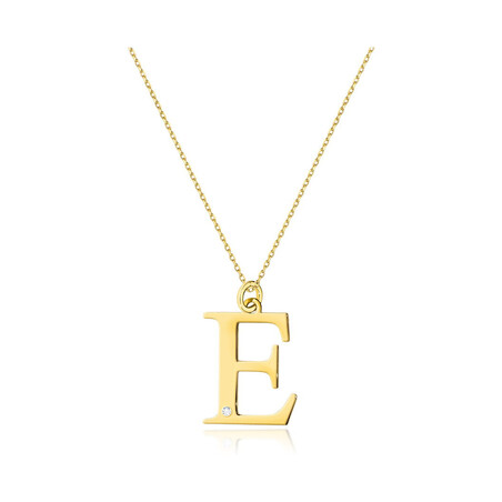 Literka złota E z diamentem BE C-69 E próba 585