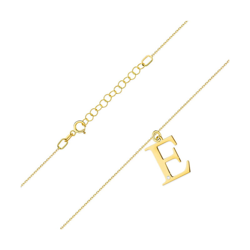 Literka złota E z diamentem BE C-69 E próba 585