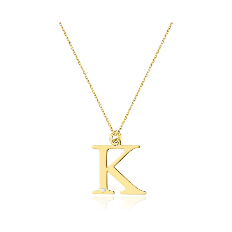 Literka złota K z diamentem BE C-69 K próba 585