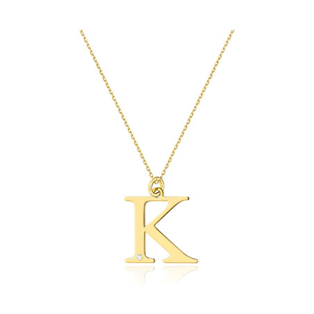 Literka złota K z diamentem BE C-69 K próba 585