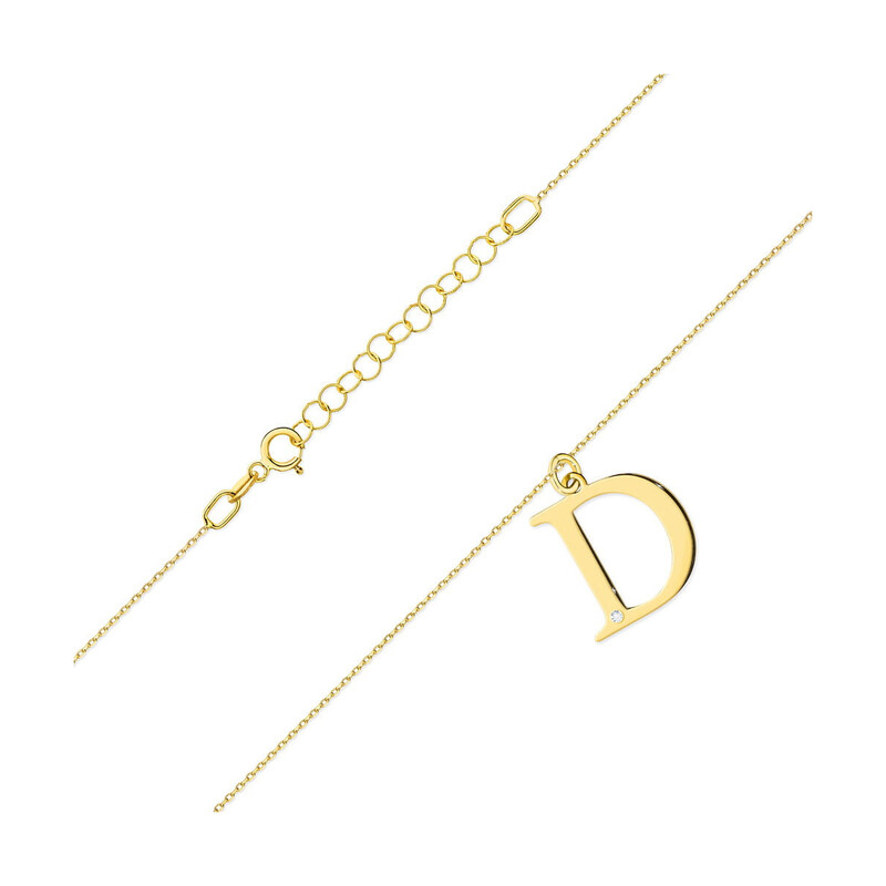 Literka złota D z diamentem BE C-69 D próba 585