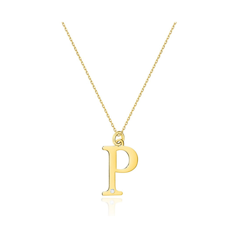 Literka złota P z diamentem BE C-69 P próba 585