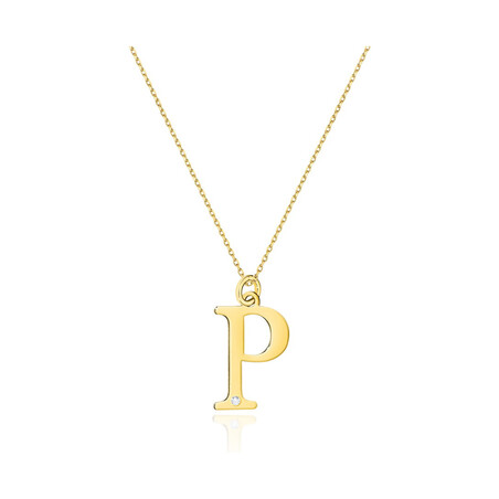 Literka złota P z diamentem BE C-69 P próba 585