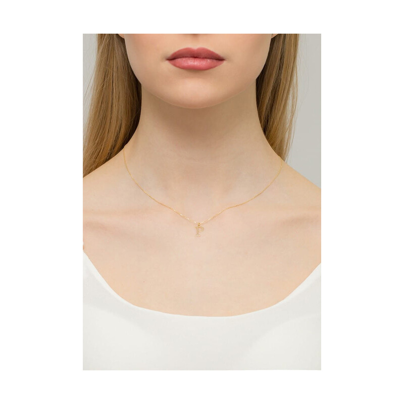 Literka złota P z diamentem BE C-69 P próba 585