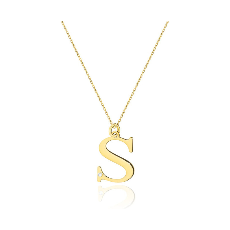 Literka złota S z diamentem BE C-69 S próba 585