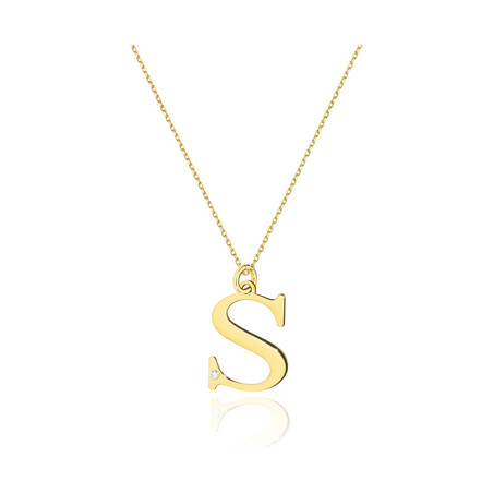 Literka złota S z diamentem BE C-69 S próba 585